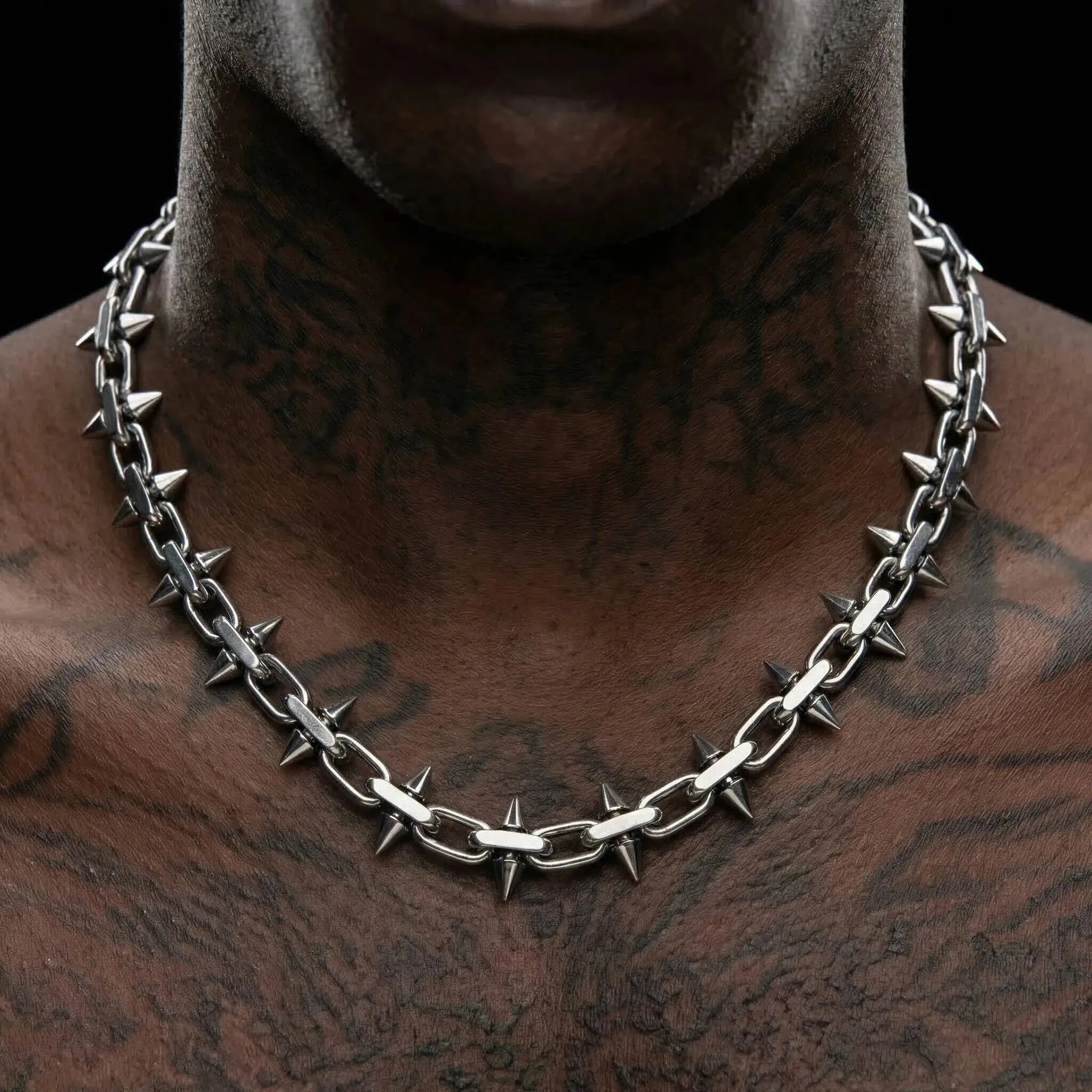 アクセサリー gunda SPIKE NECKLACE Titanium Steel Spike Necklaces Hip Hop Gothic Punk From