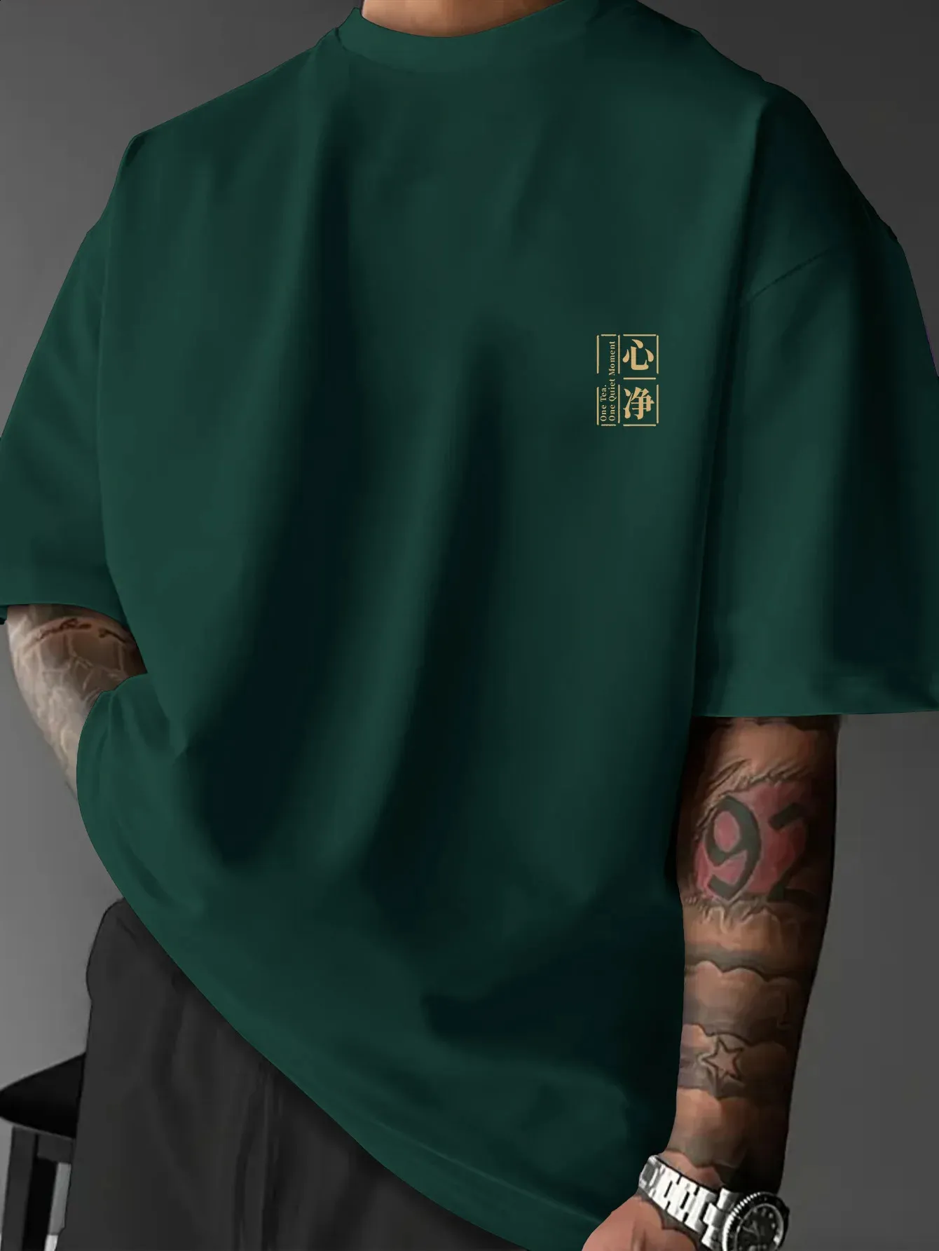 yanggao ヤンガオ GOLDEN MOUNTAIN WATER T XL Wholesale Mens Oriental Style T Shirt Golden Mountain Print