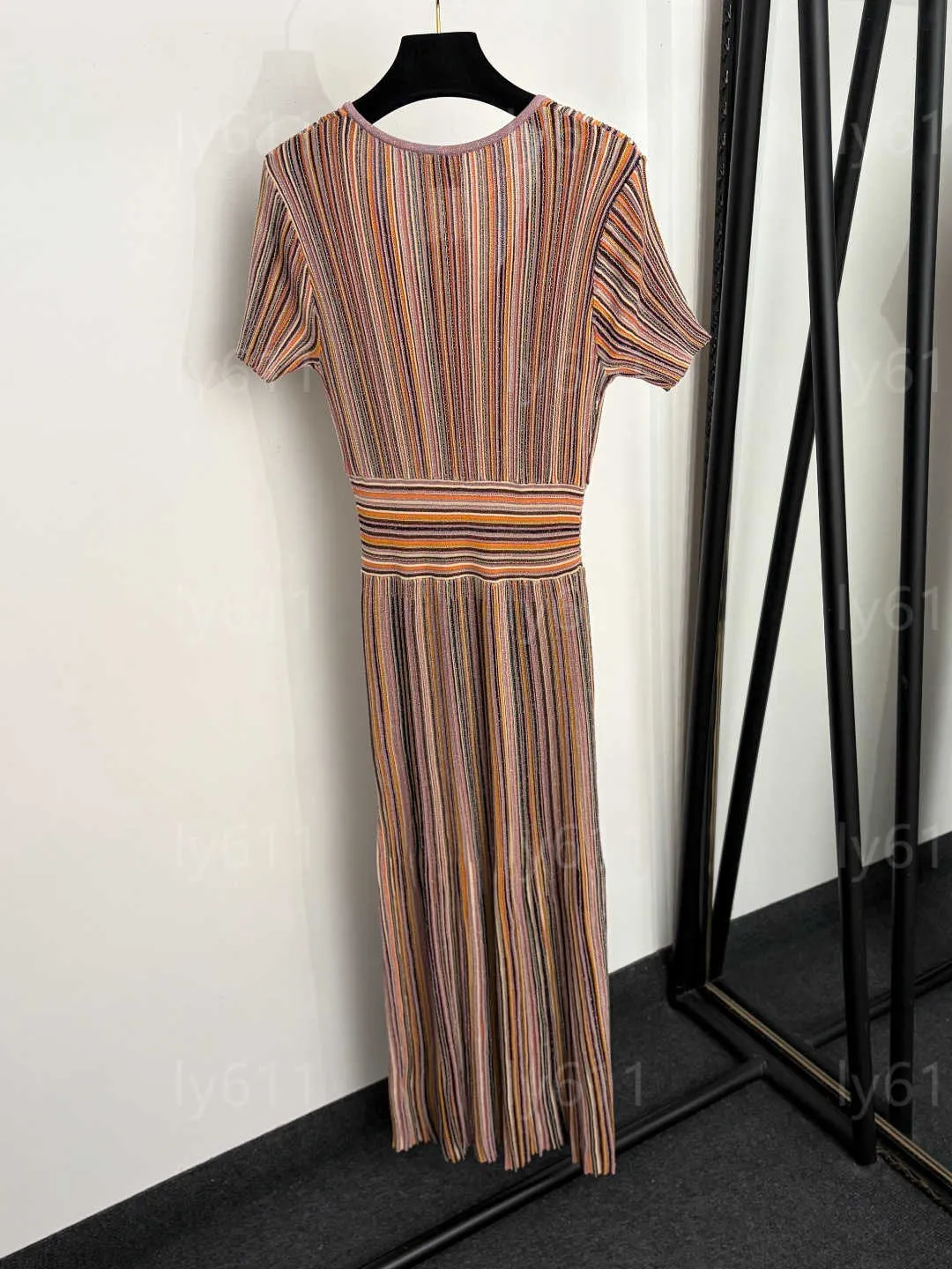 holiday dresses designer Missonii Retro Multicolor Shimmer Rib Knit Midi Dress... From Ly611, Rs.5,273.99 In Bulk halter neck prom dress