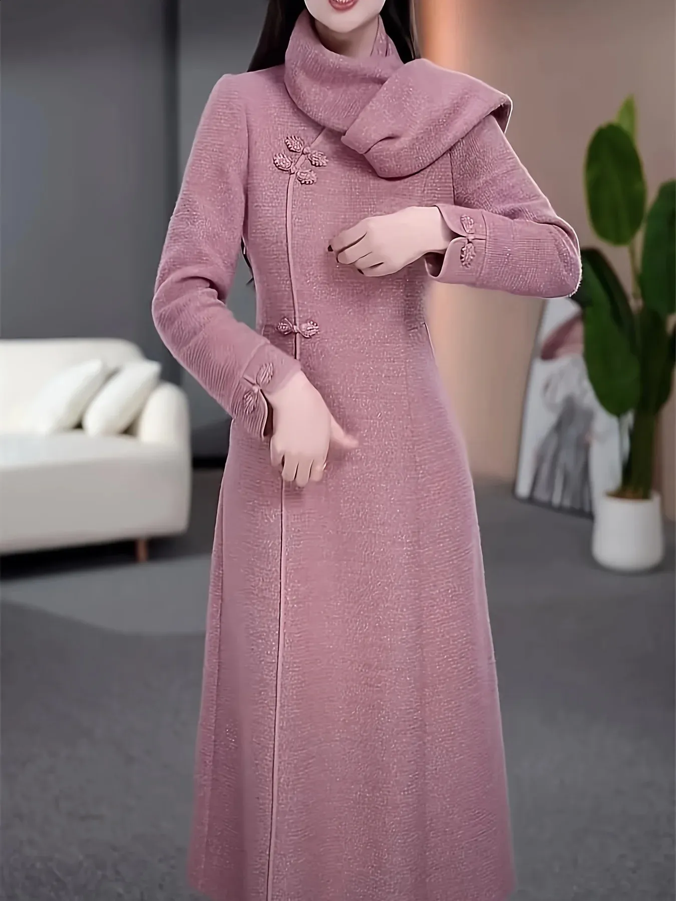 womens pink winter dress Ketyyh-chn99 Knit Sweater Dress for Women Winter Long Sleeve Ribbed Casual V-Neck Sweater Midi Dress Pink,M