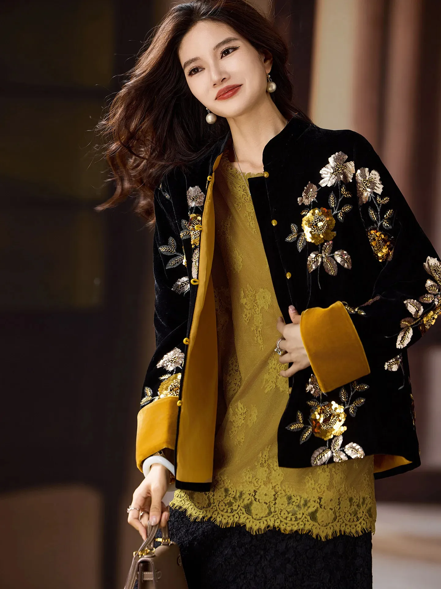 Vintage Beaded Velvet Jacket Women Chinese Style... From You03, Rs 