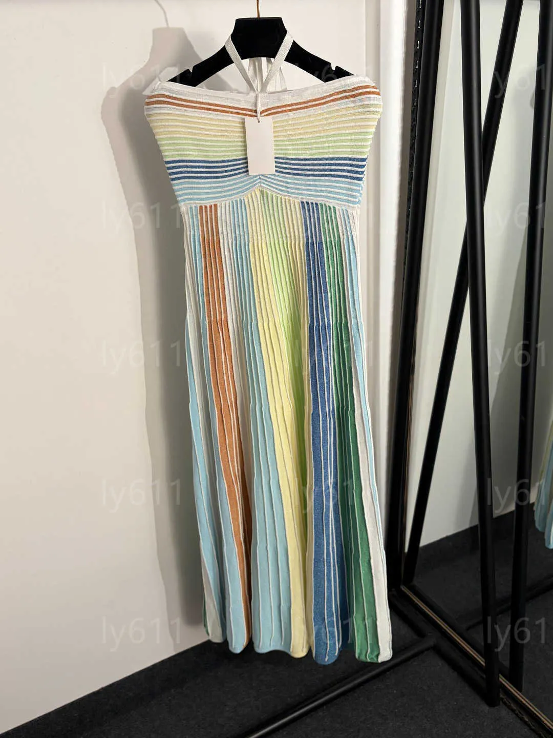 Missonii Pastel Rainbow Vertical Rib Knit Maxi Dress... From Ly611, Rs.5,403.51 In Bulk