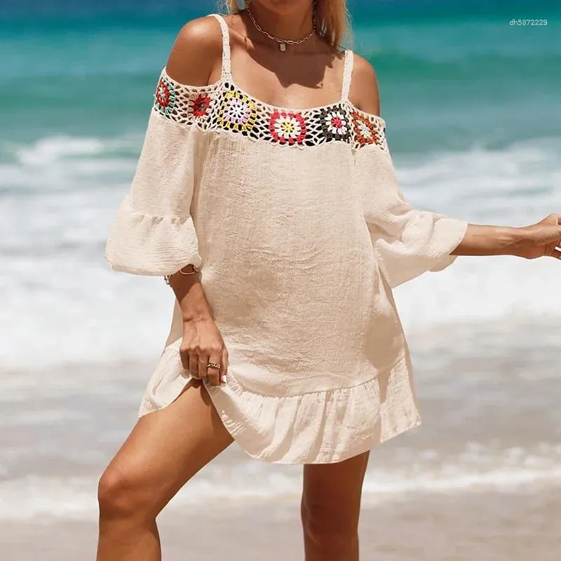 crochet patchwork cover up beach dress Handmade One Shoulder Sheer Sunscreen Bikini For Pool Party Holiday Contoured Slim Mini Fit Cinched waist dress Crochet pattern Hunkemoller mesh long summer Select Derby Size:42