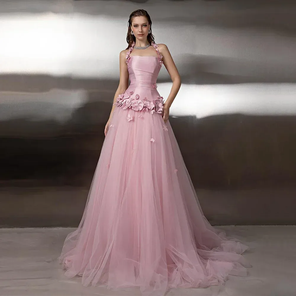 pink beauty pageant dresses Rhinestone Halter Layered Girls Dress Charmeuse satin Pink Grecian Formal Prom Beauty