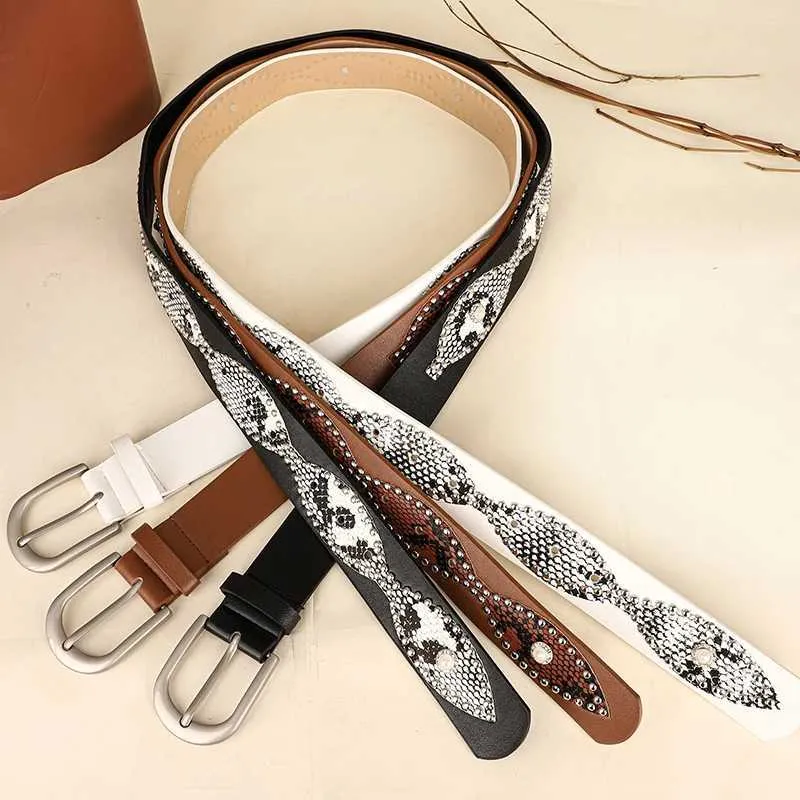 2026 New Vintage Snake Pattern PU Leather Belt With... From  display picture 1