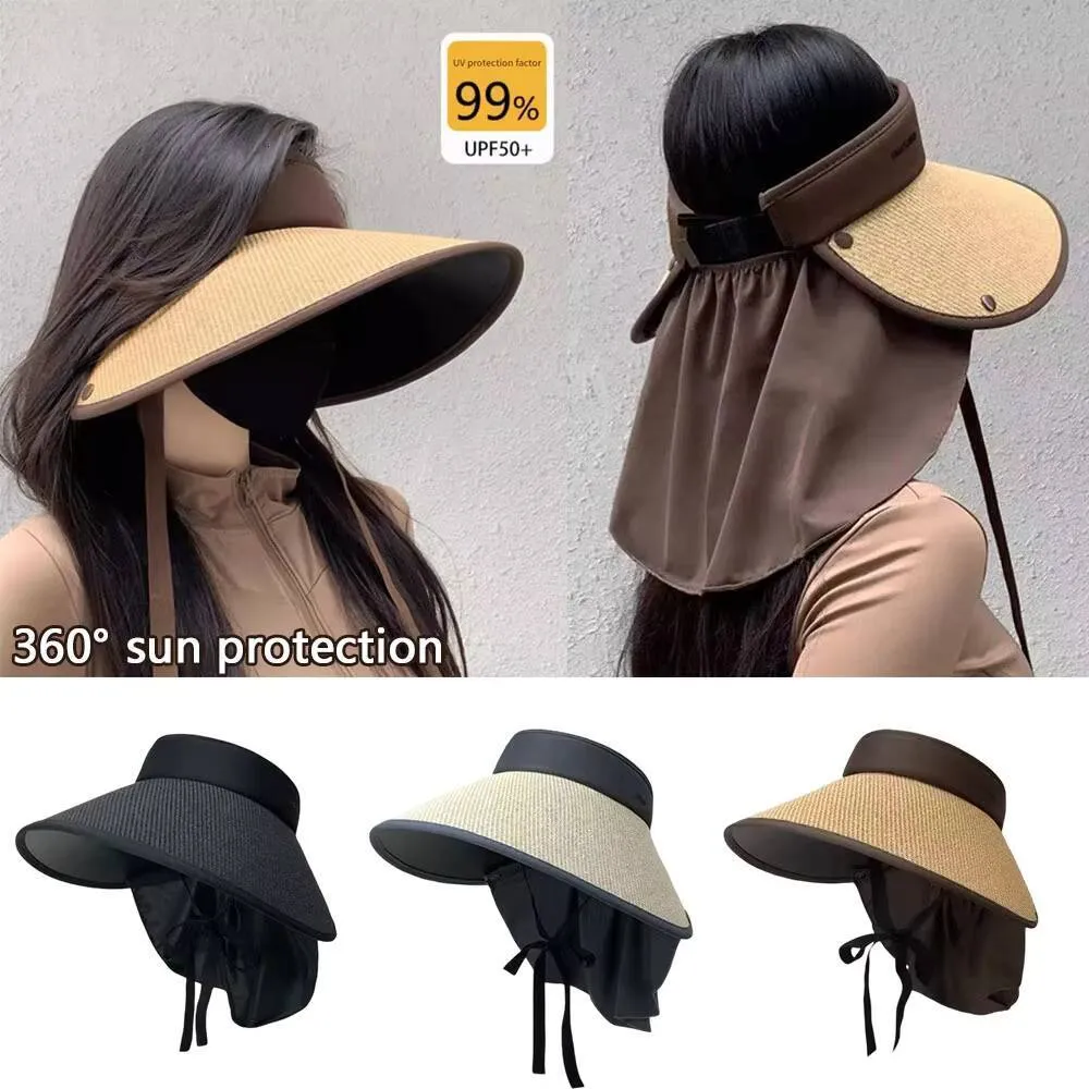 UPF50+ Collapsible Sun Visor With Neck Flap Wide Brim  display picture 2