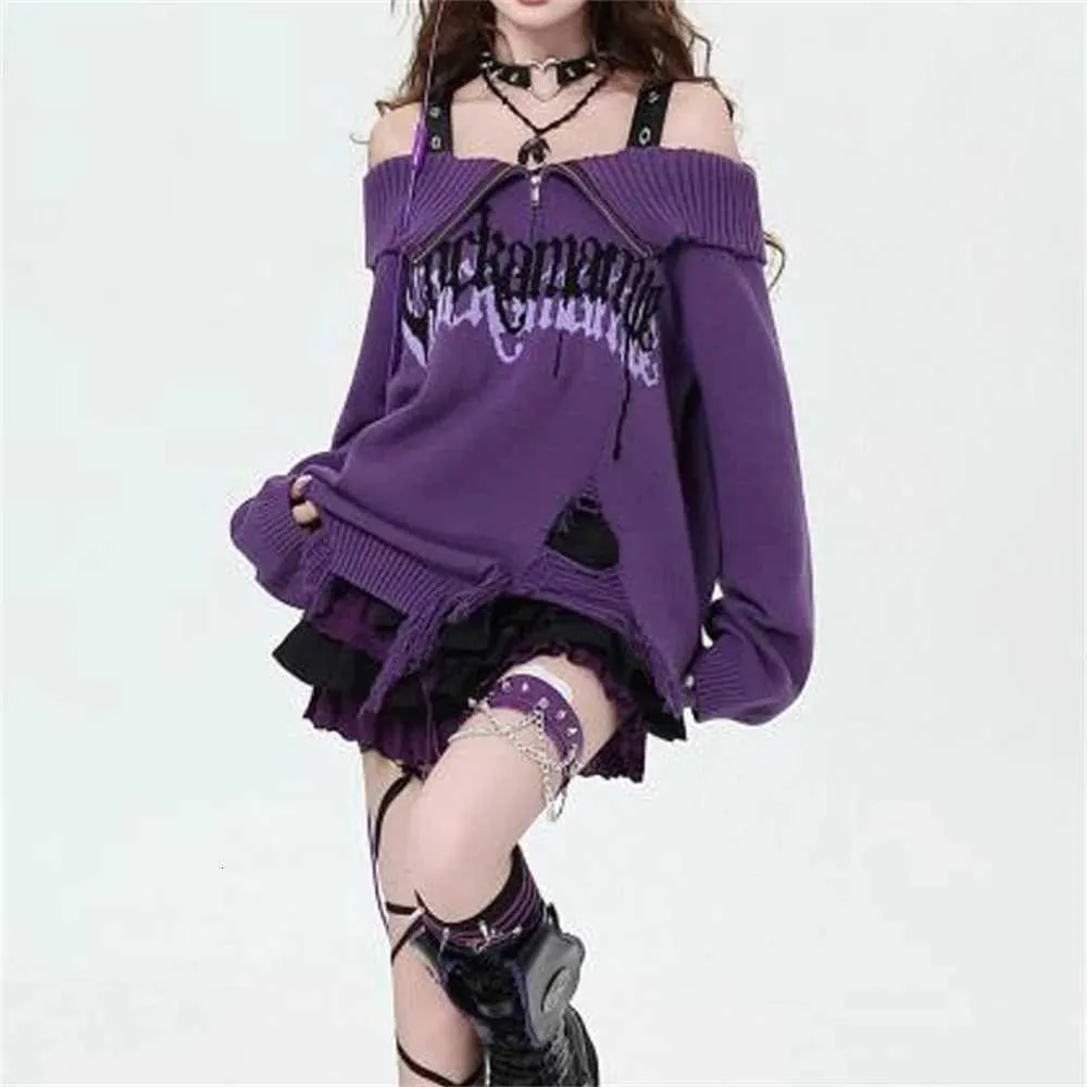 Y2k Women Coquette Gyaru Goth Off Shoulder Sweater From Dweltt