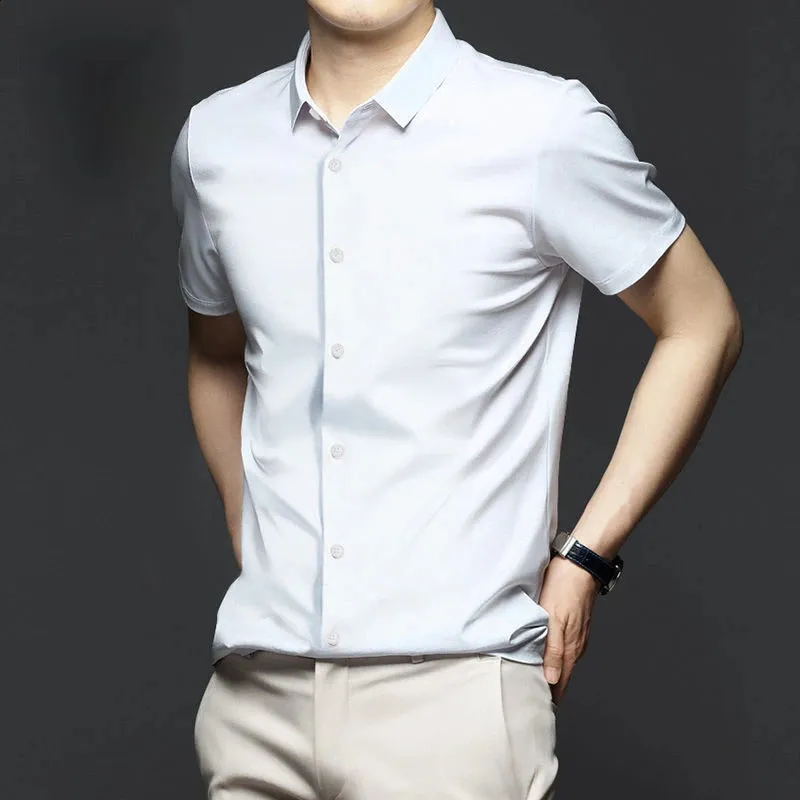 5xl white dress shirt 5XL Mens Dress Shirt Short Sleeve Basic Fashion Solid... From Shen012001,  Rs.2,043.21