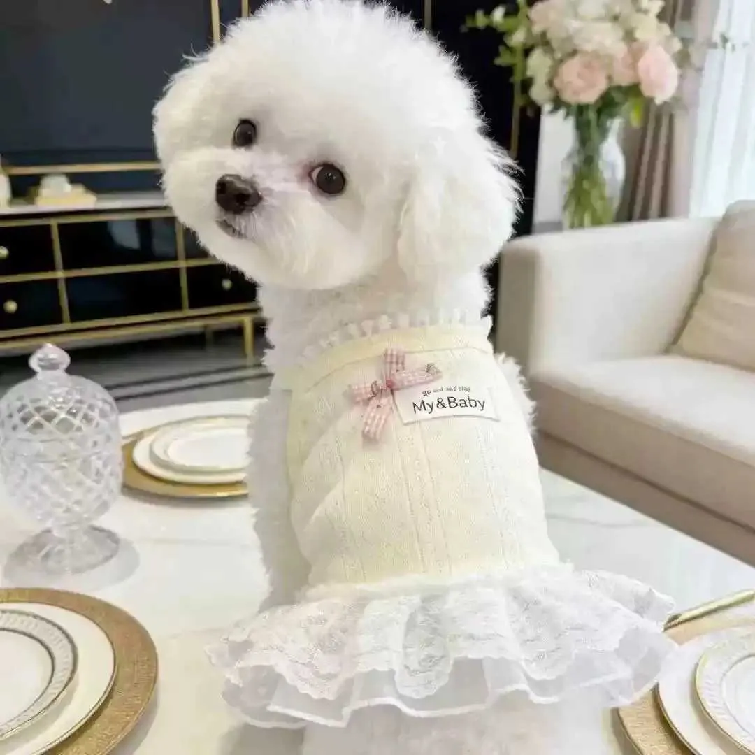cute dog dresses Adorable Red Corduroy Bowknot Dress for Small to Medium Dogs and Cats Summer Cute Pet Dresses Dog