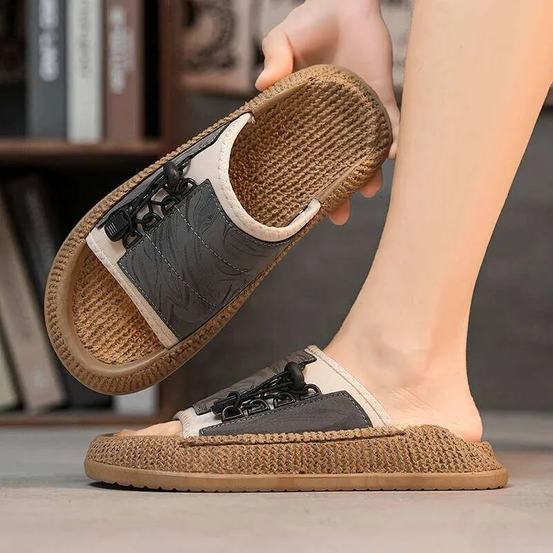 Men’s Large Size Thick Sole Anti-Slip Casual Summer Slippers Mens Wide Slippers Men Summer Casual Outside Wear Beach Non  main image 2