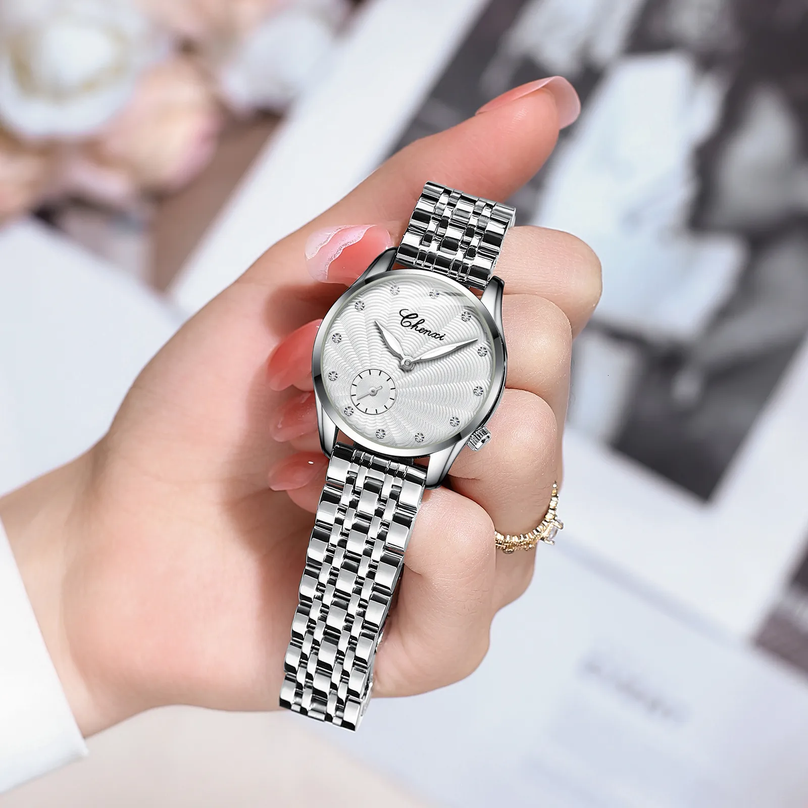 Women\'s Stainless Steel Band Waterproof Watch Elegant Ladies Wrist Watch MSTIANQ TYW-G Luxury Watch for Women - Fashion & Waterproof main image 3