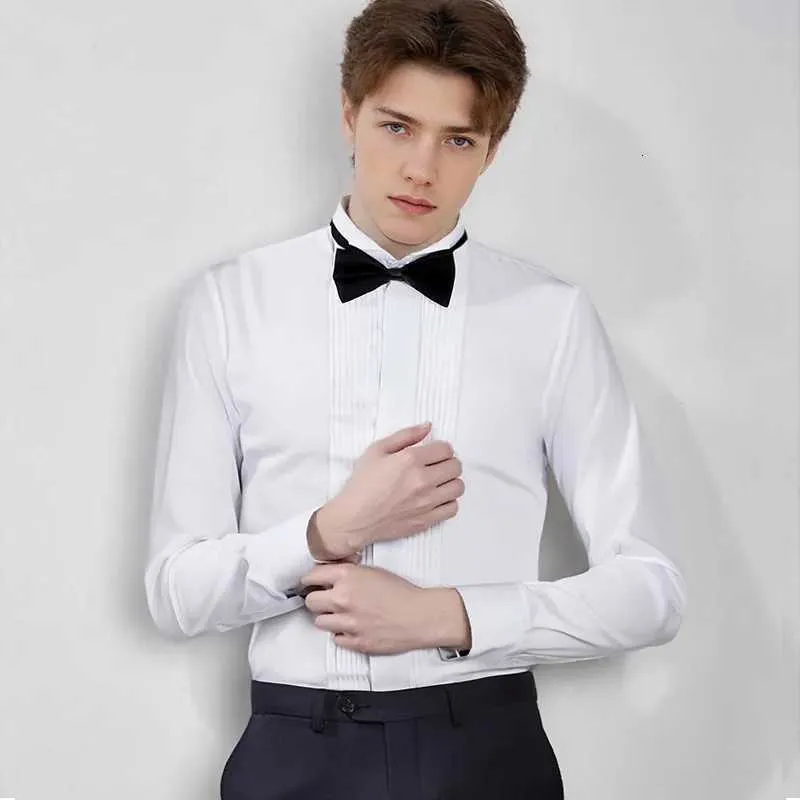 wing collar dress shirt The Black Tux Fly-Front Shirt-Slim In White | Size: 14 tie events Marlow White Male Pique Wing