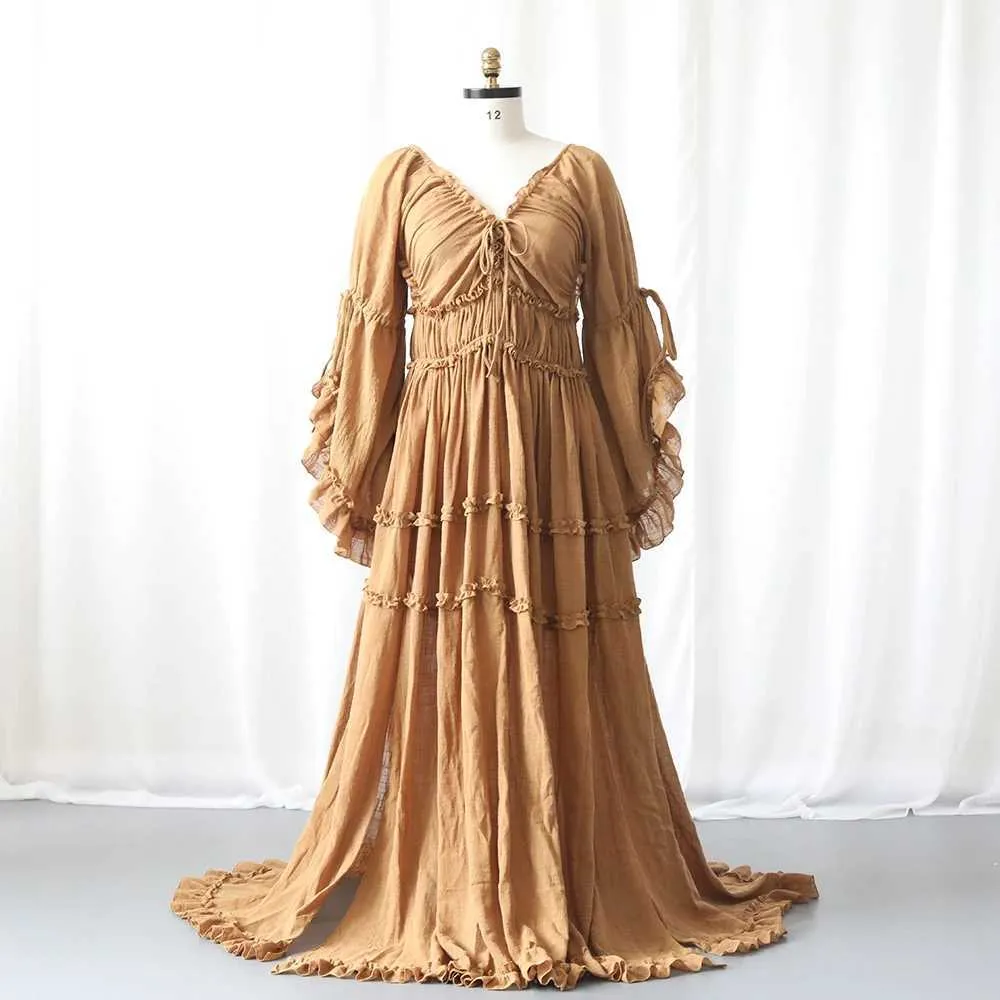 flowy maternity dress Momyknows Chic Grenadine Ruched Off Shoulder Baby Shower Maxi Dress, Dark Brown / XL chic Color Flowy Maternity Dress Photoshoot Boho