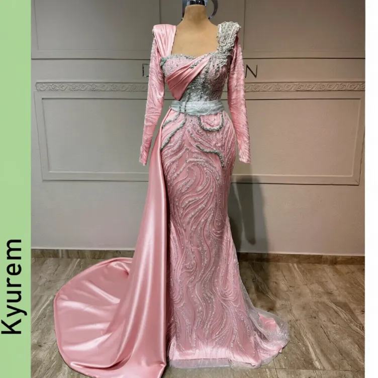 Blush Pink Middle East Muslim Evening Dresses Long... From Zyralcouture, Rs.20,386.02