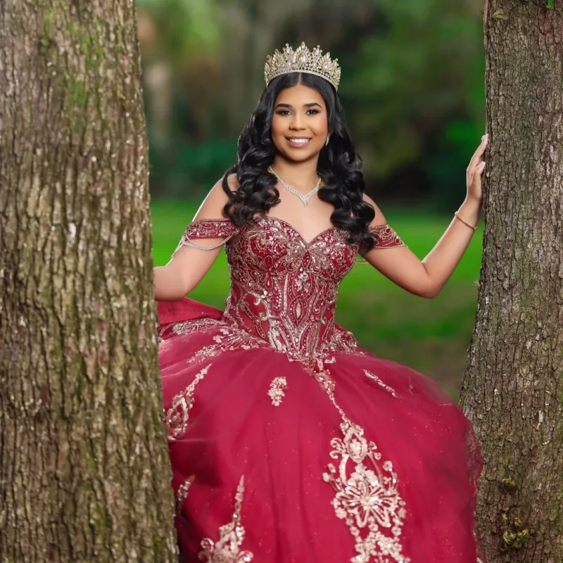 sweet 16 burgundy dresses Quinceanera Ball Gown Dress... From Weiwei12345, Rs.32,693.15 Shoulder Dress