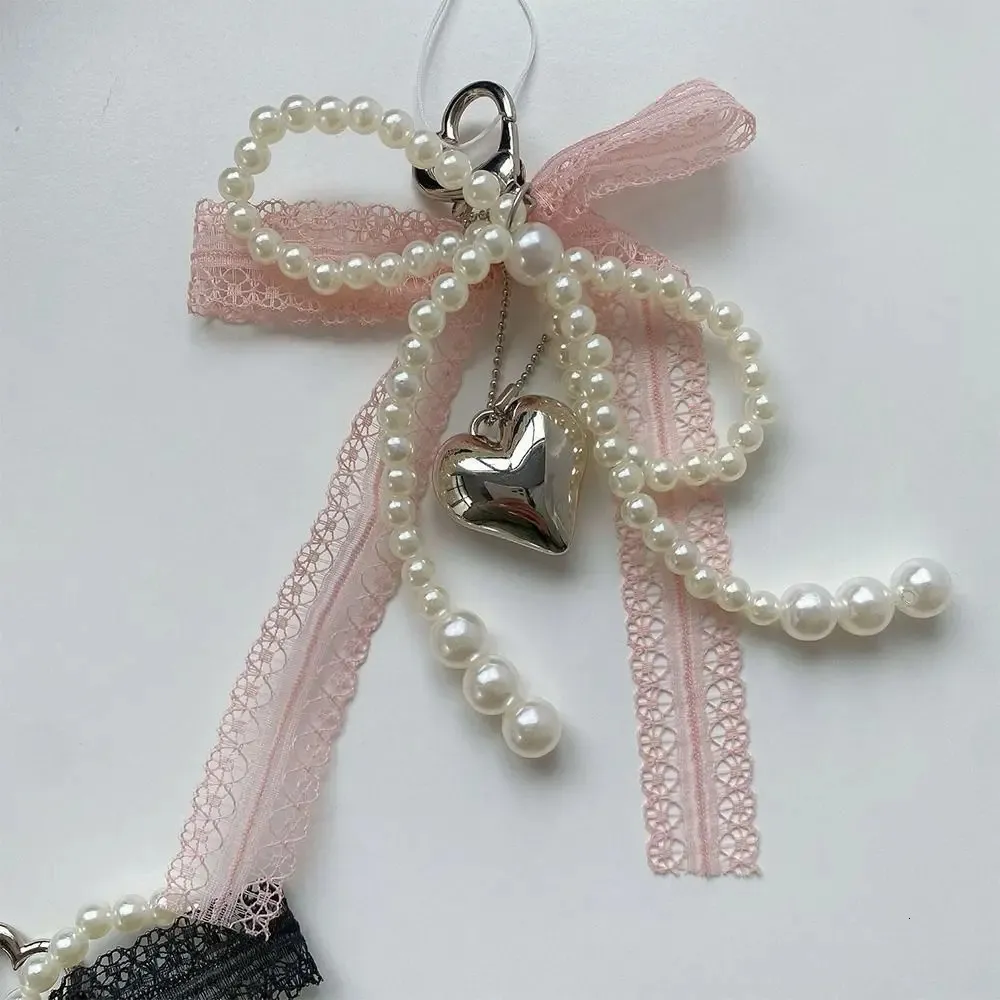 White Bow Lace Keychain
