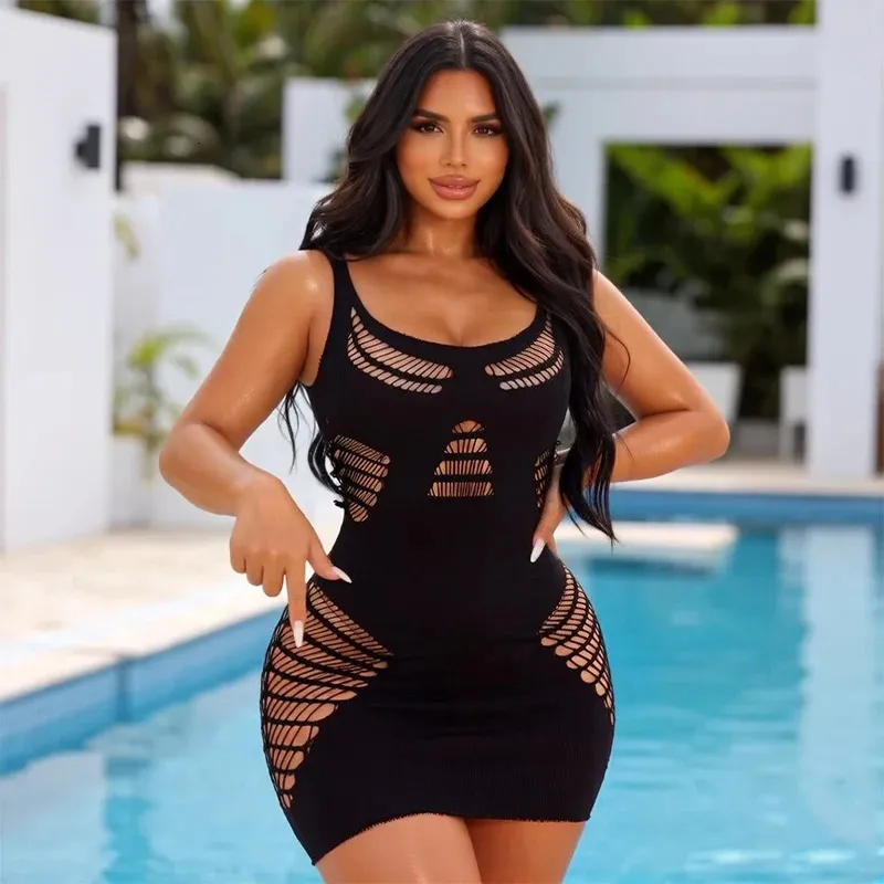 cut out fishnet bodycon dress Women Summer Beach Cover Up Hollow Beachwear Without Underwear Sheer Mesh Music festival Swimsuit 260710bj Color:Light Green Roses features a sheer corset What To Wear With RT_.02