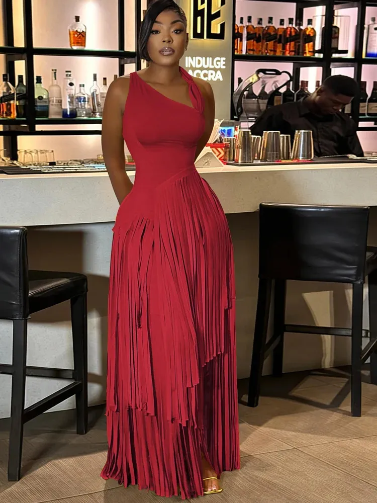 red tassel dress STAR Sleeved Midi Featuring hand beaded Fringe tassels along the entire gown and sleeves Zsfia