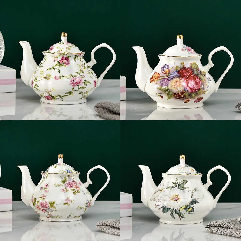 400ML Europäische Bone China Teekanne Englisch Nachmittagstee Set Teekanne Hochwertige Porzellan Kaffeekanne Hitzebeständige Wasserkocher Topf X260711