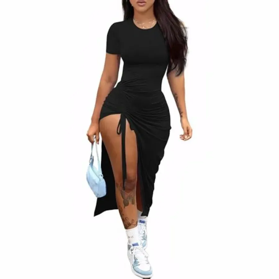 short dresses with thigh high slits Women Sexy Summer Sleeve High... From Kong02, Rs.3,337.24 A-Line prom dresses