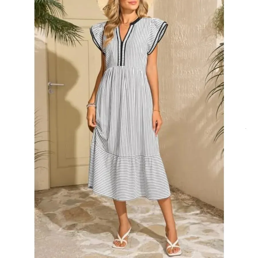 dokotoo dress XL Hot Pink Fit & Flare Tie Front, Flutter Sleeves resistant and iron Dokotoo Women's 2025 Summer Beach