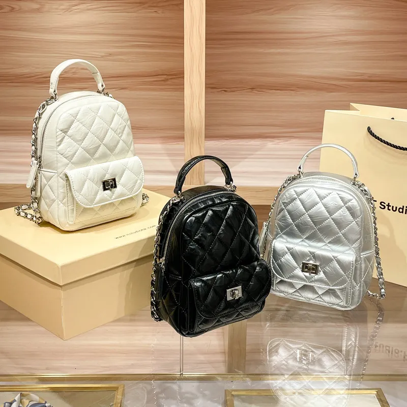 chain strap mini backpack LA FESTIN Leather Purses for Women Cute Lightweight Shoulder Small Trendy Bucket Handbags with Silver (White) : Clothing, Shoes & Jewelry and here its been re Chanel Mini Phone Holder Backpack