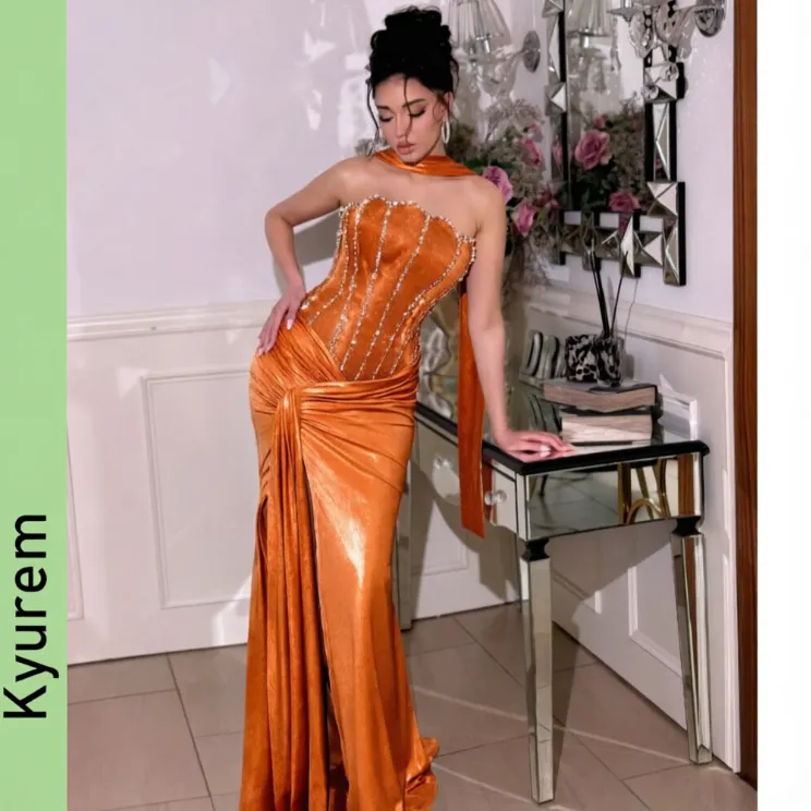 Masquerade Couture Orange Cocktail Dresses With Side... From Zyralcouture, Rs.19,316.53