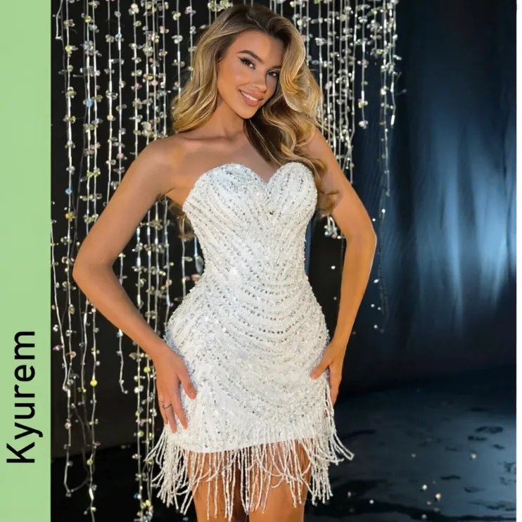 white beaded dress short Prom Dresses Mermaid Sweetheart... From Kyuremweding, Rs.20,184.1 Blue Dress Barn Wedding 6721 up back adds a size:US10
