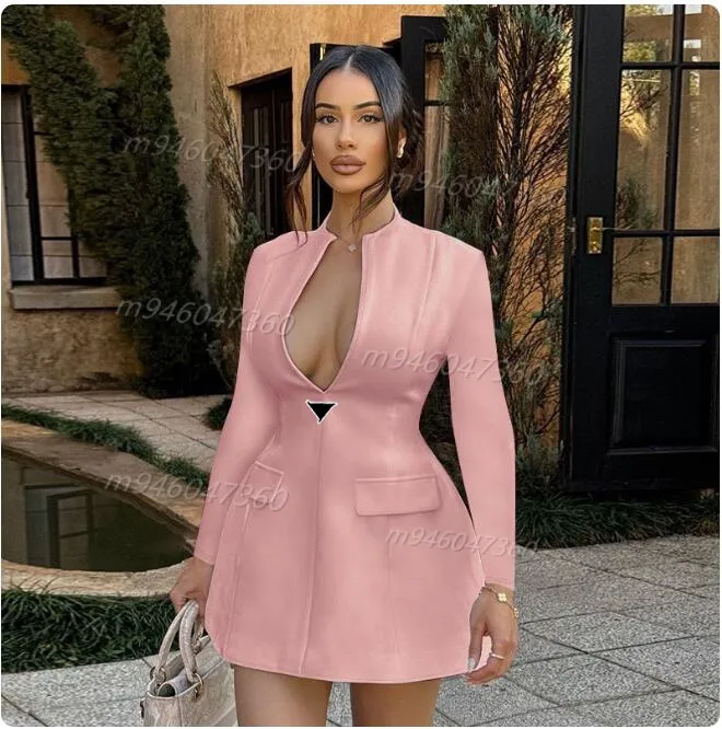 Mini Party Dress Women Long Sleeved Deep V Neck Dress... From M946047360, Rs.1,557.37 In Bulk