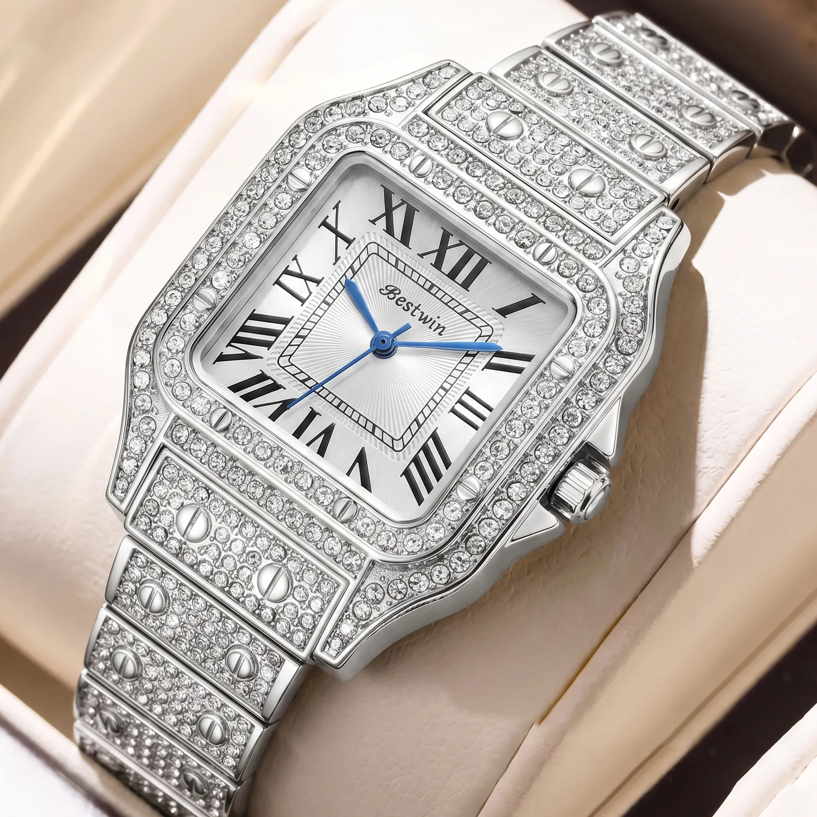 Designer Square Roman Numeral Quartz Watch Full... From 