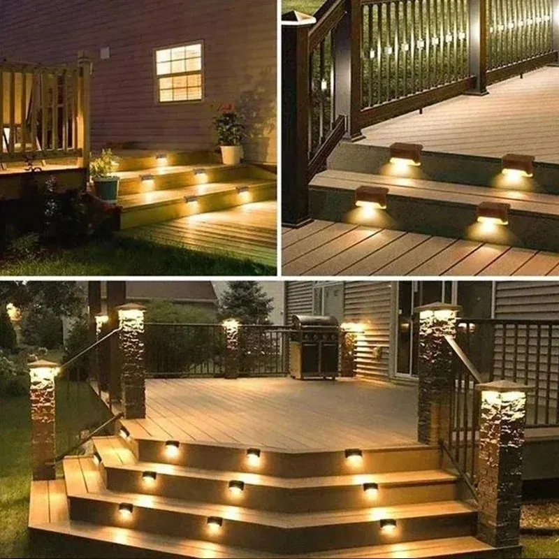 Solar Stair Lights – Dusk To Dawn Step Lights, IP67 Waterproof Outdoor Deck Lights For Yard, Patio, Garden, Walkway, Front Door (Warm White, 6-Pack)