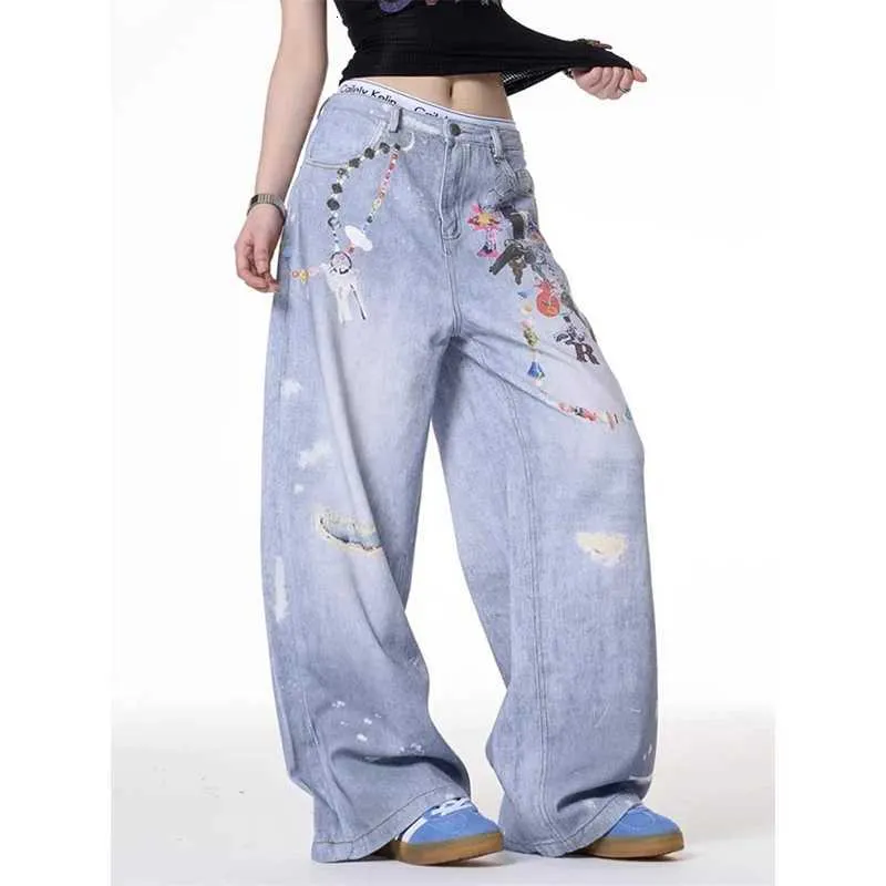 Mens Y2k Baggy Jeans Harajuku Vintage Graffiti Print... From 