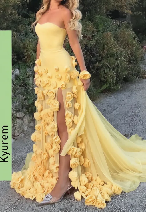 gold engagement dresses Yellow Evening 3D Hand Made... From Lovinwedding, Rs.17,684.68 gold homecoming dress Scallop Square Neck A apr20% * Model is wearing Size:0-3 M