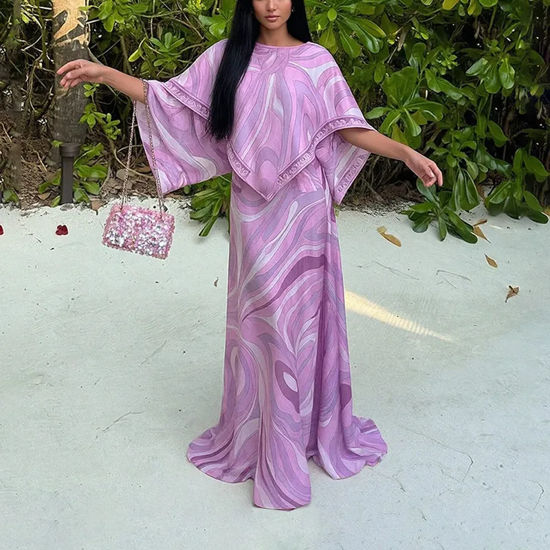 flowy kaftan maxi dress Women Purple Marble Swirl Print Dress... From Jewwderldse, Rs.2,475.54 Beach kaftan