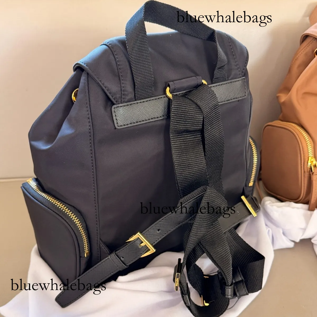 Nylon Flap Backpack with Drawstring Leather Straps Prada - Medium Re-Nylon & Brushed Leather Backpack main image 3