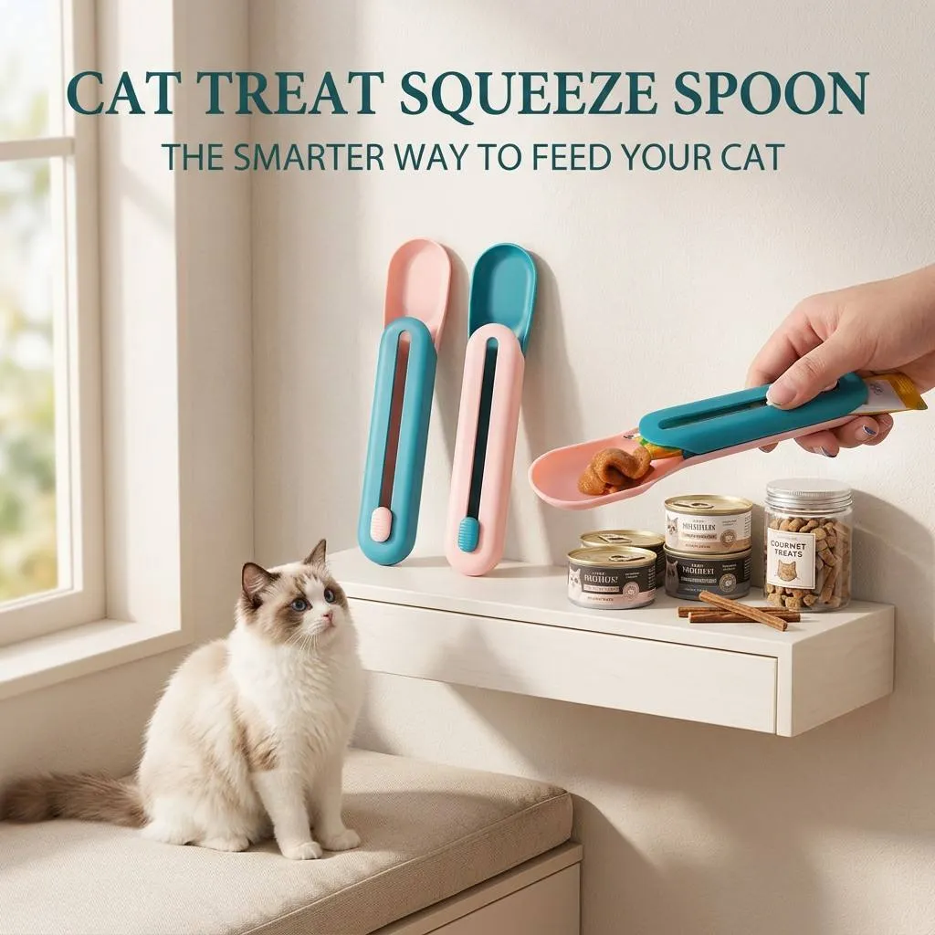 2 Stuks Kattepureelepels – Handige En Schattige Liklepel Voor Katten En Honden – Groen En Blauw – Van ABS-materiaal, Makkelijk Schoon Te Maken