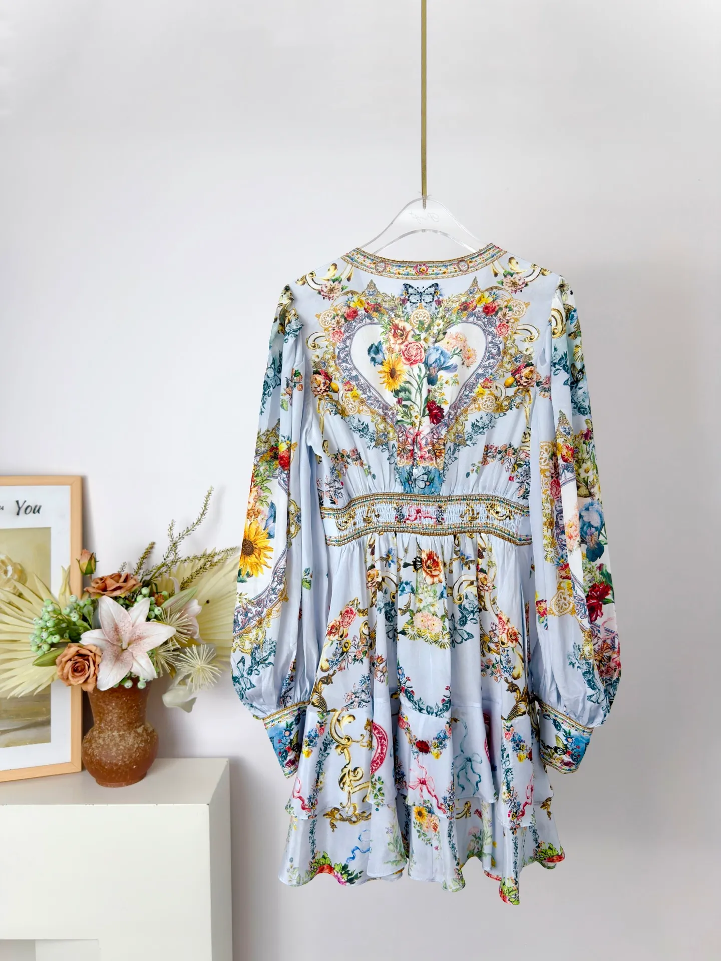 Silk Printed Long Sleeve Mini Dress, Australian... From Jc16, Rs.15,821.52 In Bulk