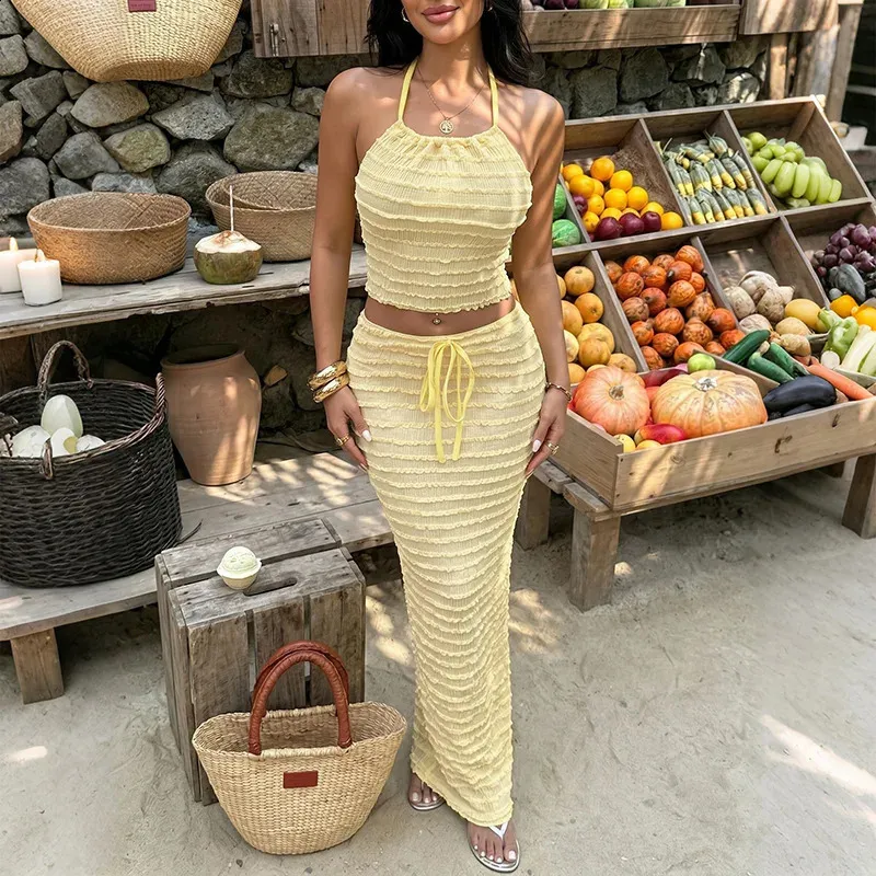 two piece vacation dresses Lulus | Blue Striped Two-Piece Midi Dress With Pockets | Womens | Large (Available in XL) and an A Women's Vacation Two-Piece Dress -