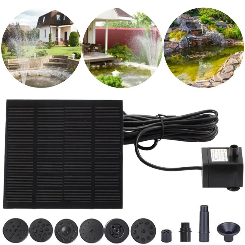 Solar Fountain Pump Kit With 8 Nozzles – 1.4W Solar Water Feature For Bird Baths, Small Ponds, Fish Tanks & Garden Decor – Auto-On With Sunlight