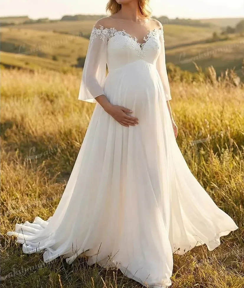 maternity wedding dresses Lace Dress with Spaghetti Straps loveangeldress neckline for a truly polished finish. Romantic Floral Lace Maternity Wedding