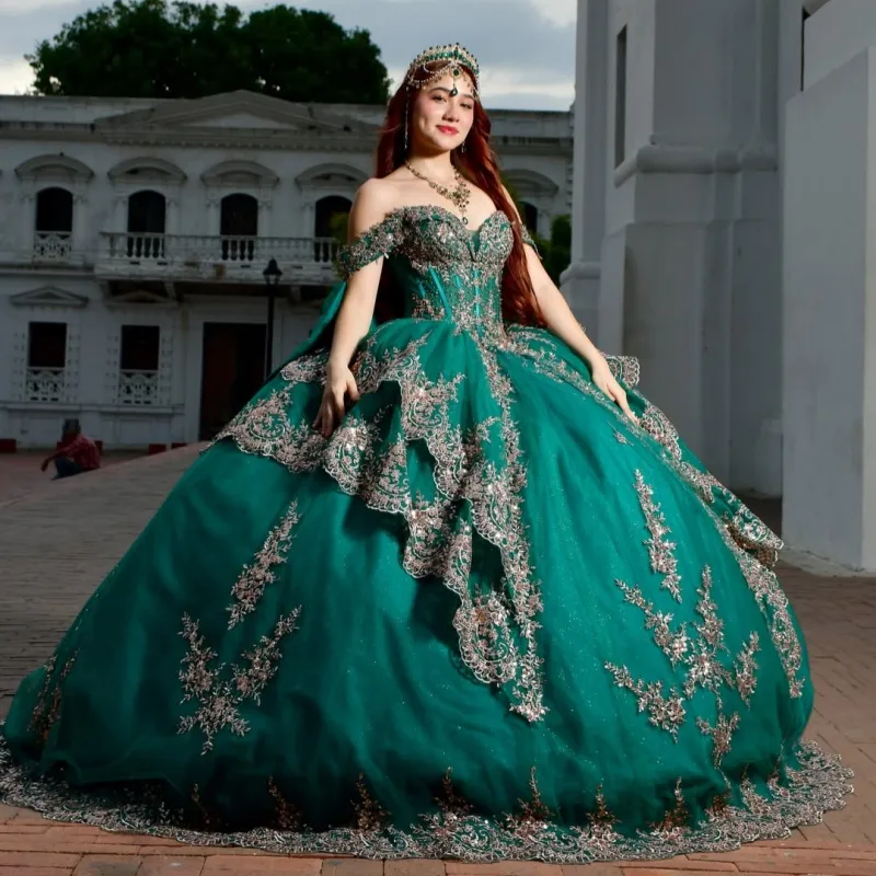 Dark Green Quinceanera Dresses Ball Gown Sweet 16... From Weiwei12345, Rs.33,603.59
