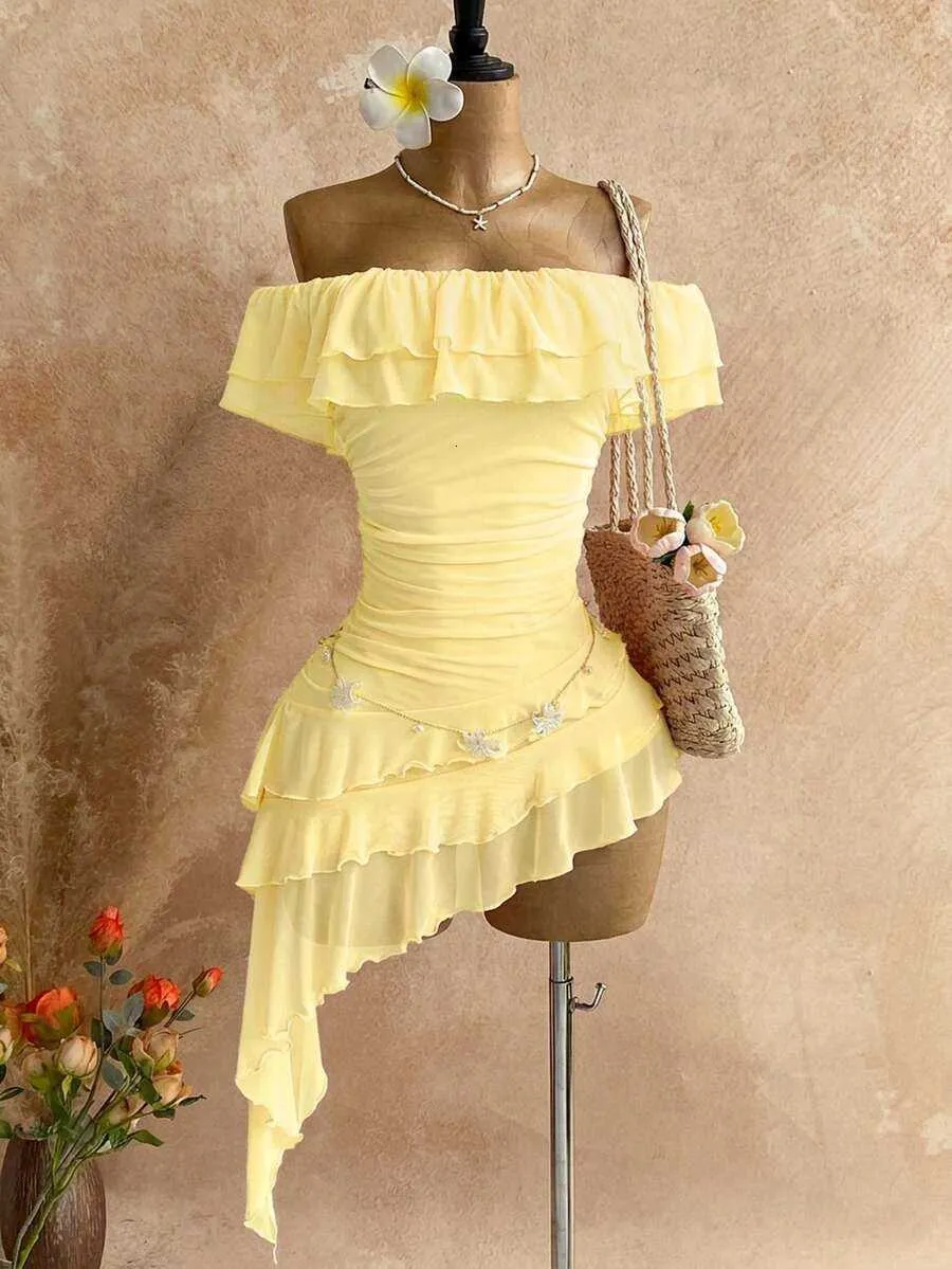 Soleia Pale Yellow Summer Tropical Holiday Vacation... From Cladn, Rs.1,856