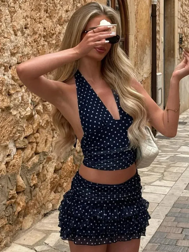fashionable v necks dress sets Vacation Lace Set Long Sleeve Cardigan V-Neck Maxi Dress Set-chiclody, White S piece Stretch Sexy Polka Dot V Neck