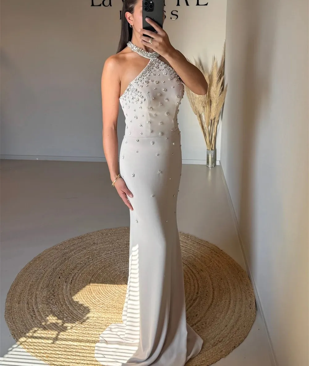white prom dress halter Luxury Formal Sleeveless... From Donnaweddingdress12, Rs.12,090.35 disco dress