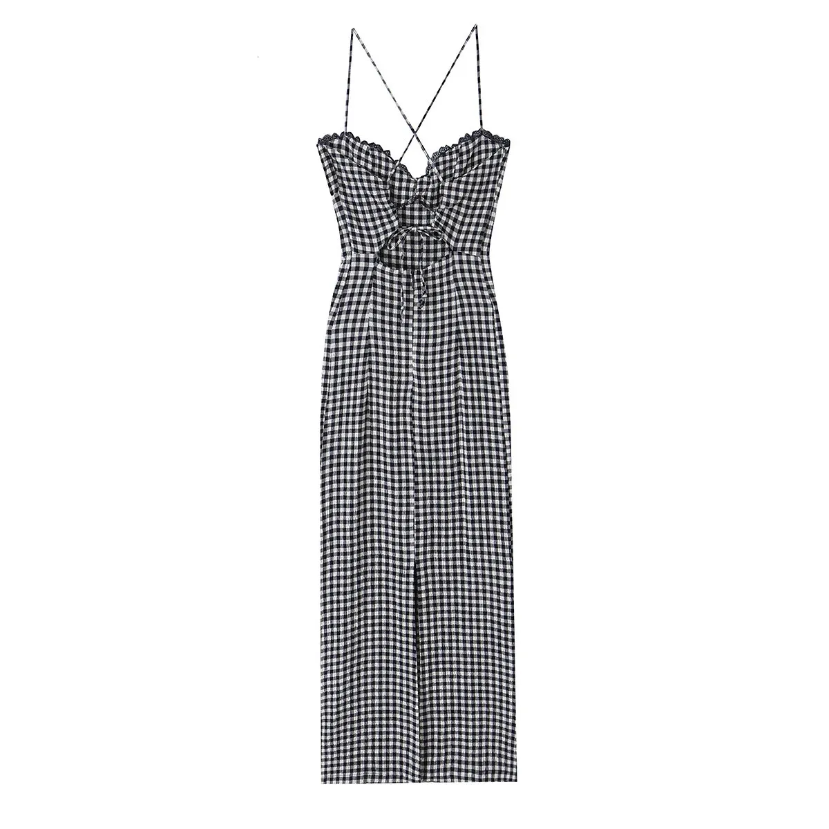 gingham dress bodycon BSAY Lace Trim Spaghetti Strap Maxi Dress... From Huantong03, Rs.1,639.12 In Bulk Product code color:Blue dark lace olive green dress Color:Deep Claret