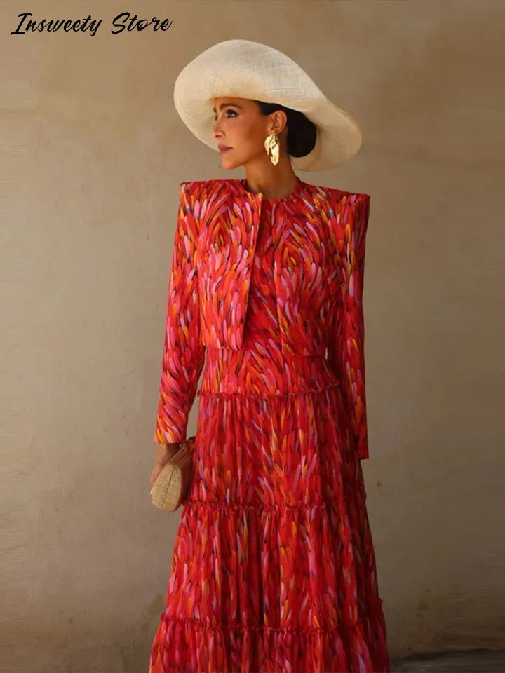 jacket for halter neck dress Fashion Printed Maxi Cropped Set Womens Two-Piece Resort Outfit 2026 Summer Lady Casual Party Wear 260715 halter neck dress with blazer