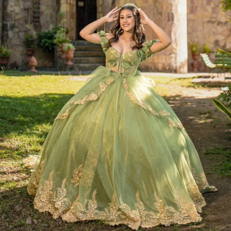 shiny green dress Simple Quinceanera Dresses Ball Gown... From Weiwei12345, Rs.30,259.09 green sequin formal dress