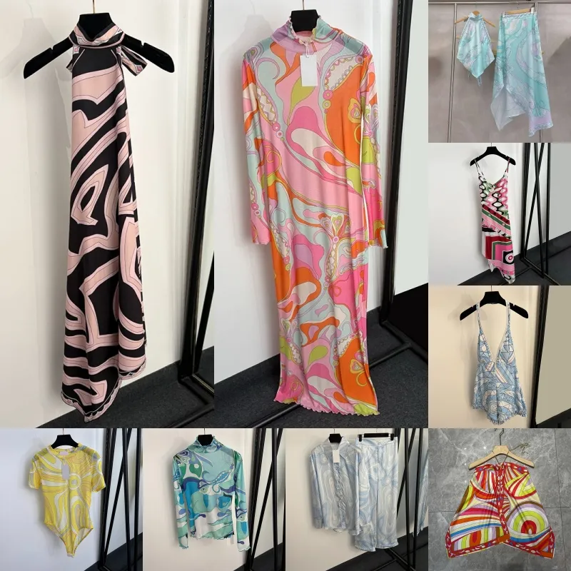 Pucciee Silk Imitation Dress Designer Women Halter Chain Sleeveless Top Summer Beach Resort Vacation Yacht Blouse Skirt