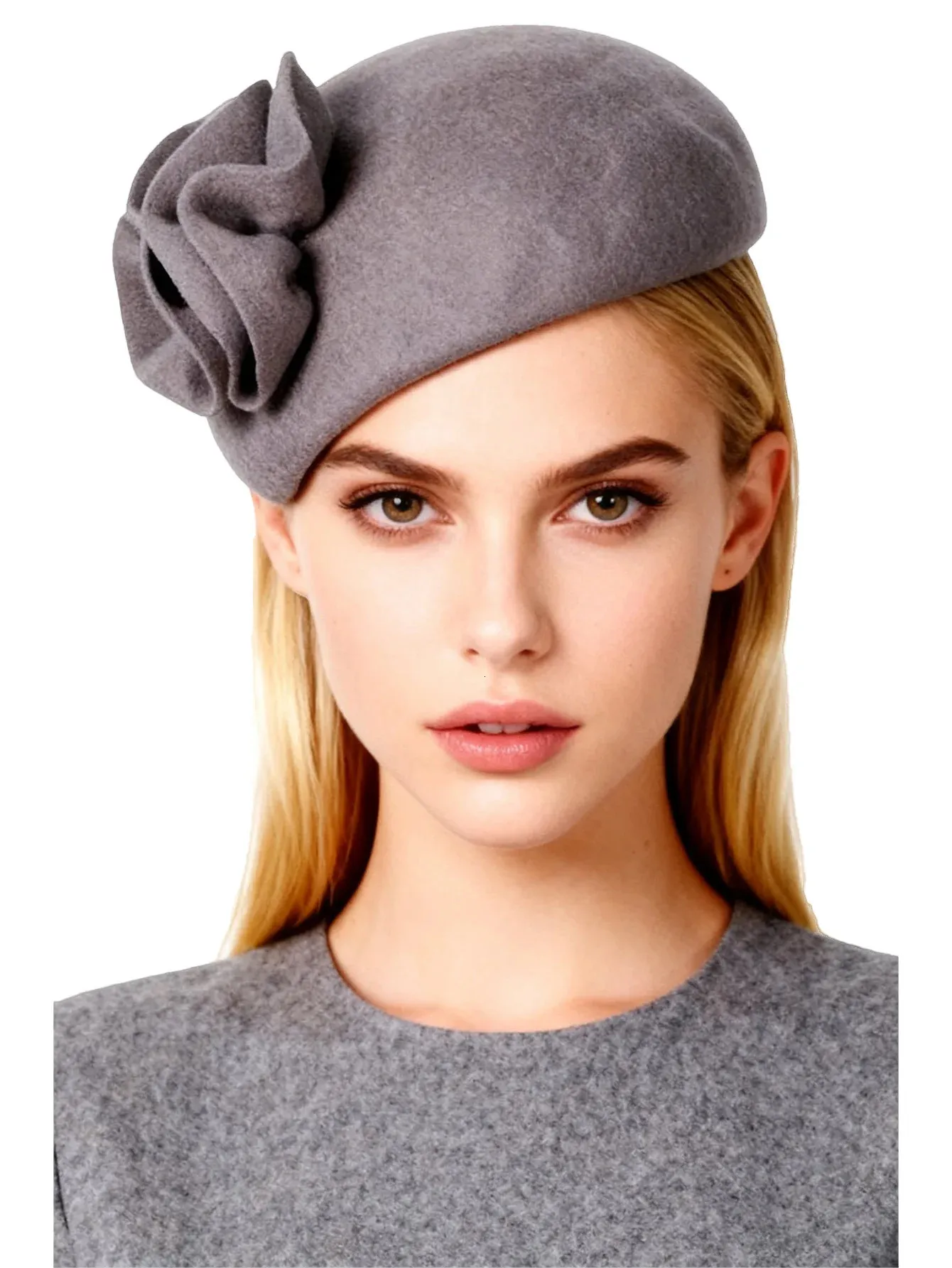 Vintage Wool Felt Fascinator Hat Pillbox Derby Church Wedding Women main image 2