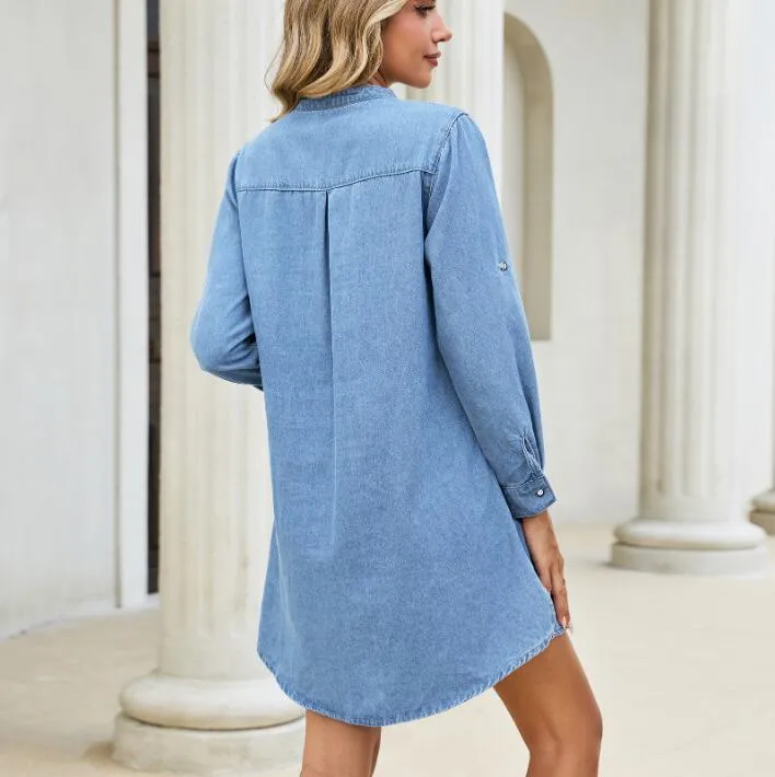 women's jeans dresses Wash Lab Denim Piece Dyed Denim Dress in Blue 31.0 Waist Vintage Denim Mini Dress Women